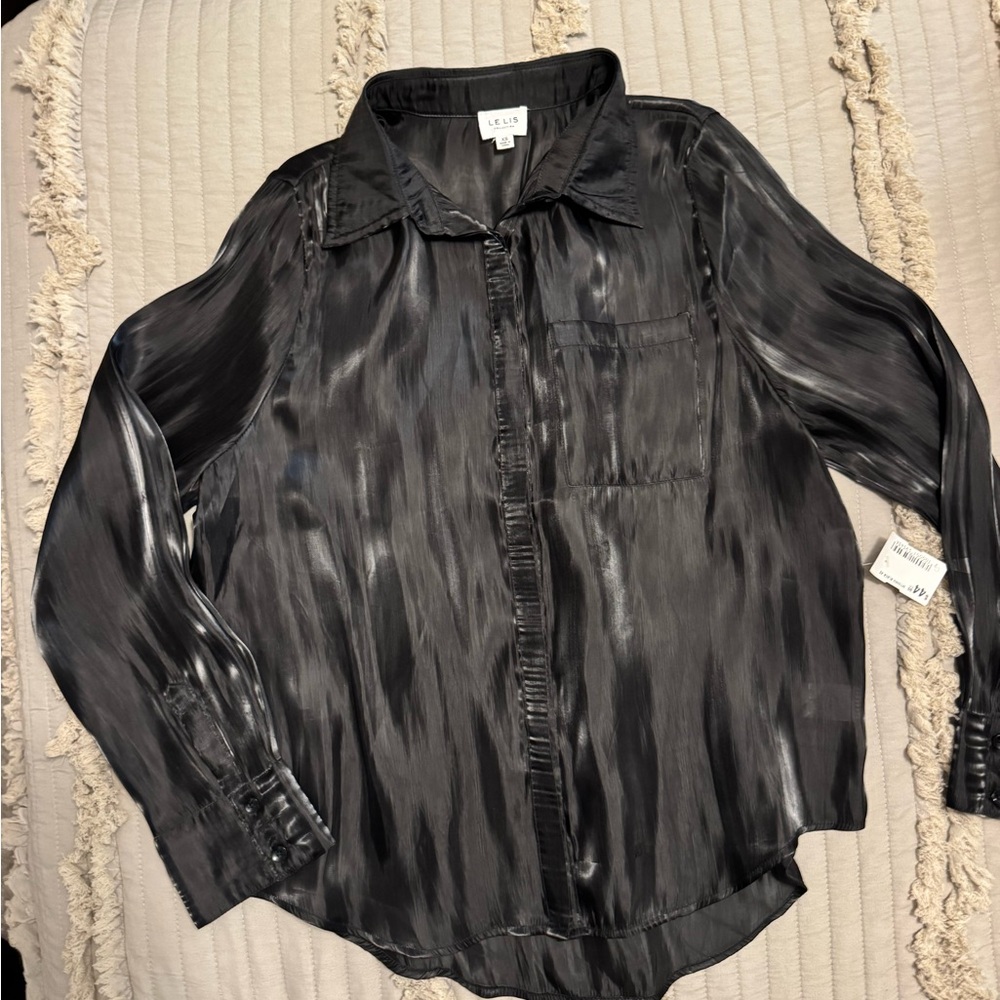 Le Lis Black Satin Blouse